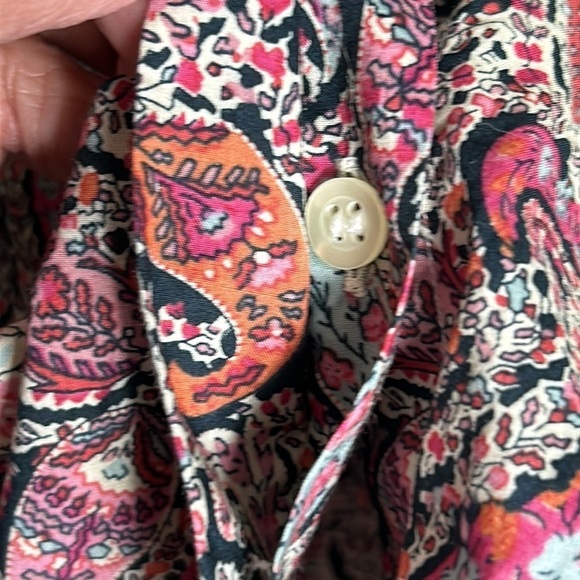 Liberty Button Front Paisley Shirt Made in Italy Size 12 - Picture 6 of 10